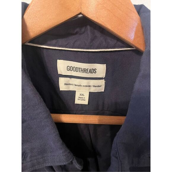 Goodthreads Blue Cotton Button Down Casual Short‎ Sleeve Shirt - Picture 3 of 4